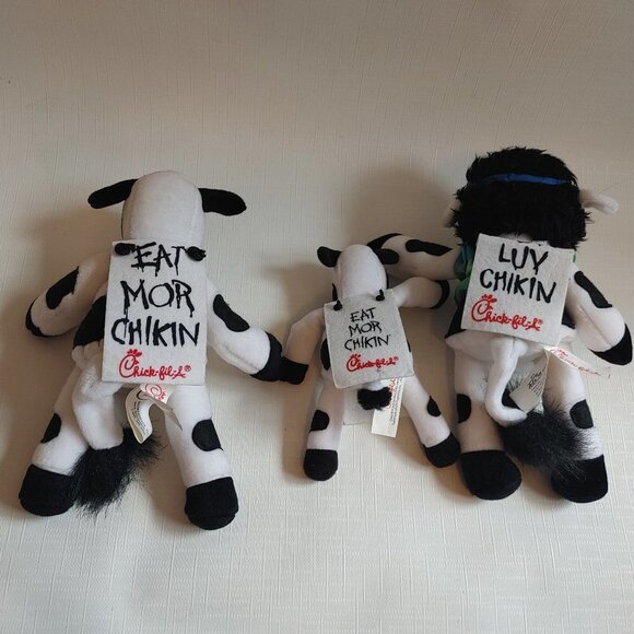 RETRO 2002 Chick-Fil-A Protest Cow Plushies Set of 3 - Picture 2 of 6